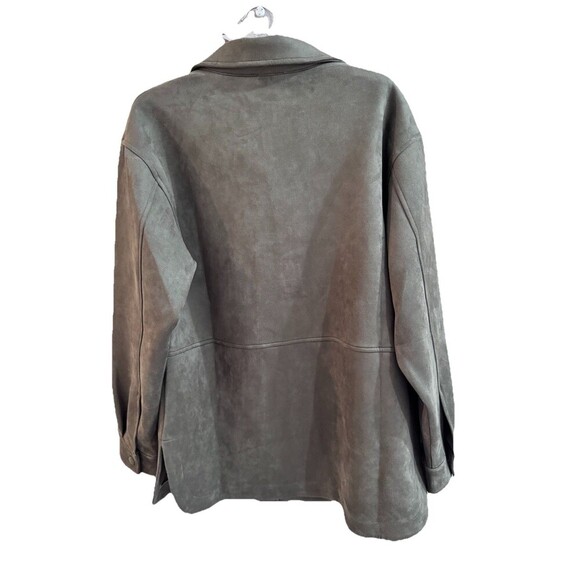 Calvin Klein Faux Suede Shirt Jacket Green Medium Gorpcore Urban NWT Oversized - Picture 2 of 7